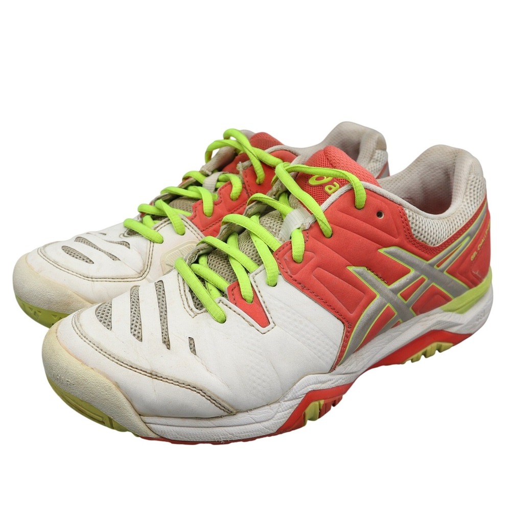 ASICS Gel Challenger 10 Tennis Shoes Womens 8 Coral Lime White Performance Court